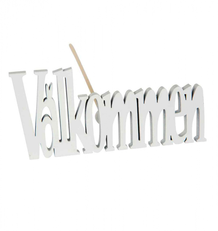 träskylt med texten välkommen
