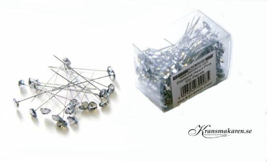 Diamantnålar, hjärtformade, 100 st