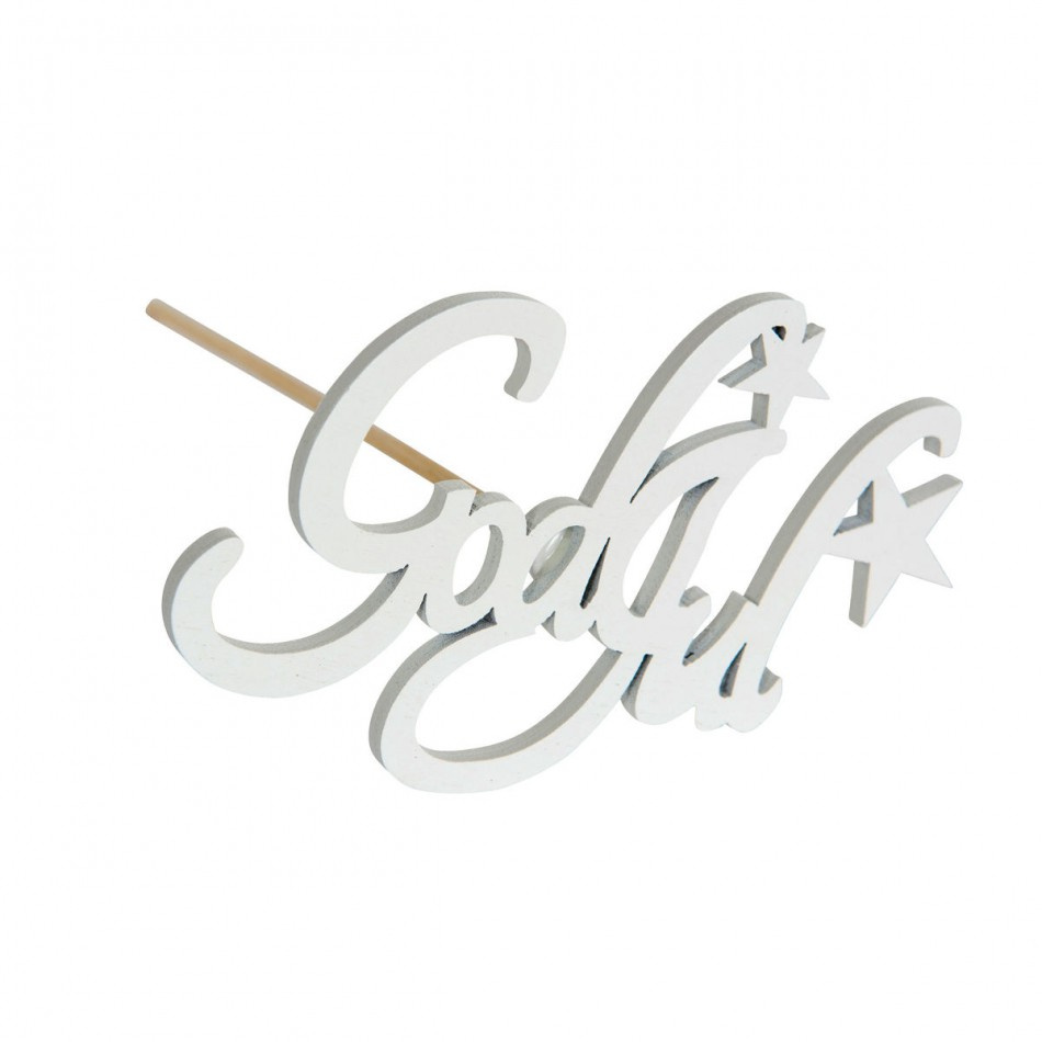 God Jul/stick vit med stjärna, 10 x 6 cm