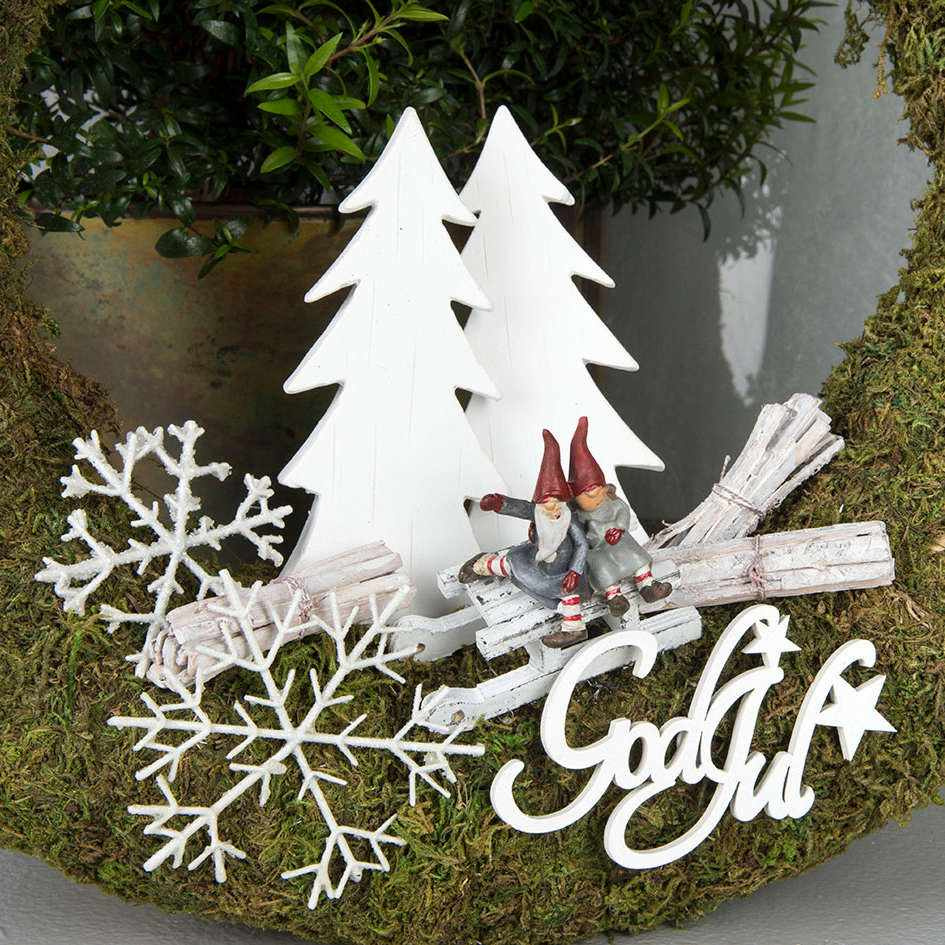 God Jul/stick vit med stjärna, 10 x 6 cm