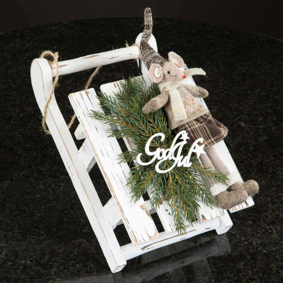 God Jul/stick vit med stjärna, 10 x 6 cm