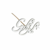 God Jul-skylt på stick, vit med stjärna Vit God Jul-skylt på stick med stjärna, 7,5 × 4,5 cm