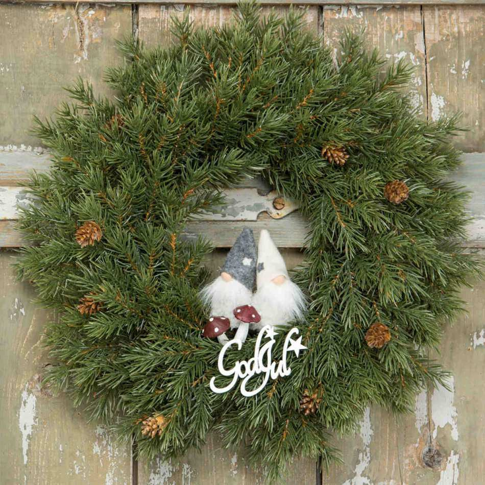 God Jul-skylt på stick, vit med stjärna