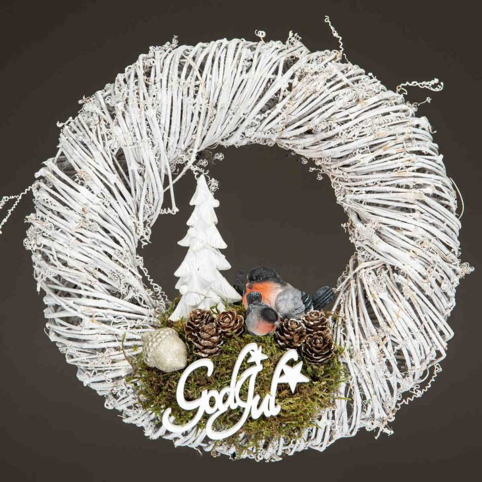 God Jul-skylt på stick, vit med stjärna