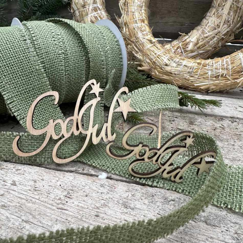 God Jul stick natur med stjärna, 10 x 6 cm