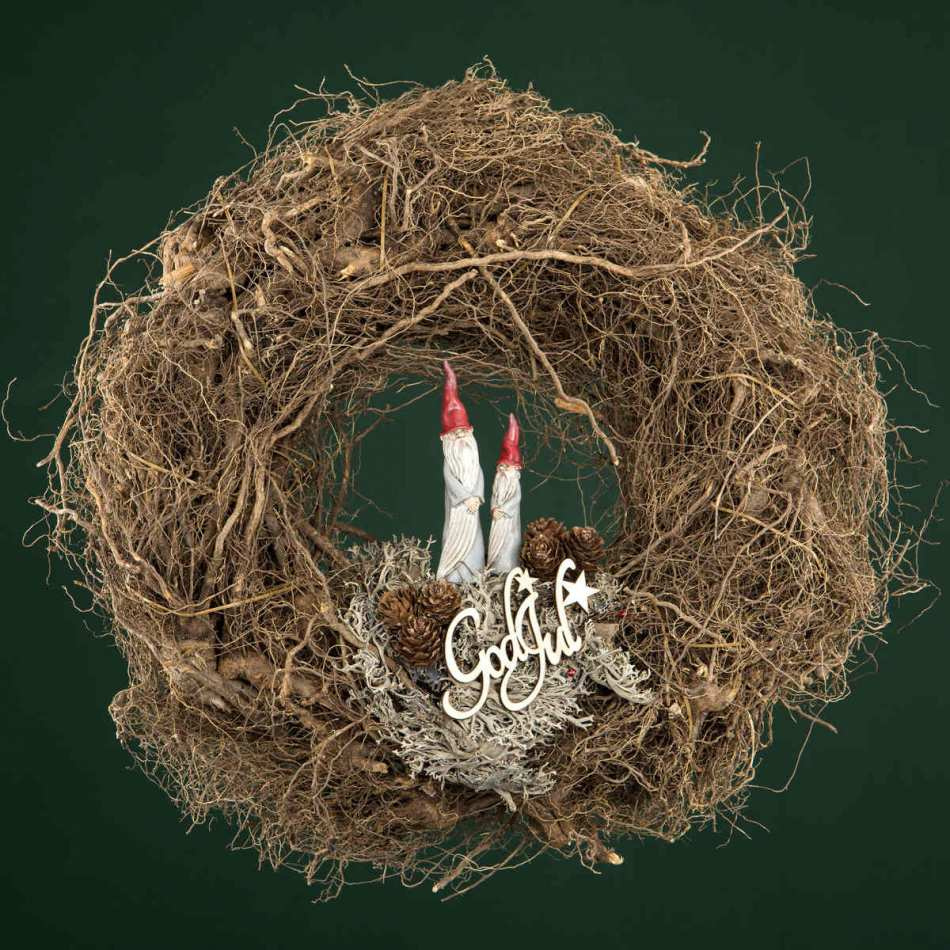 God Jul stick natur med stjärna, 10 x 6 cm