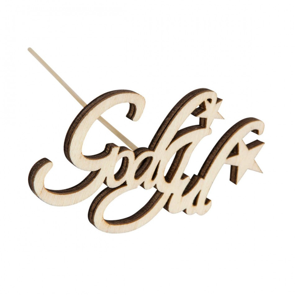 God Jul stick natur med stjärna, 7,5 x 4,5 cm