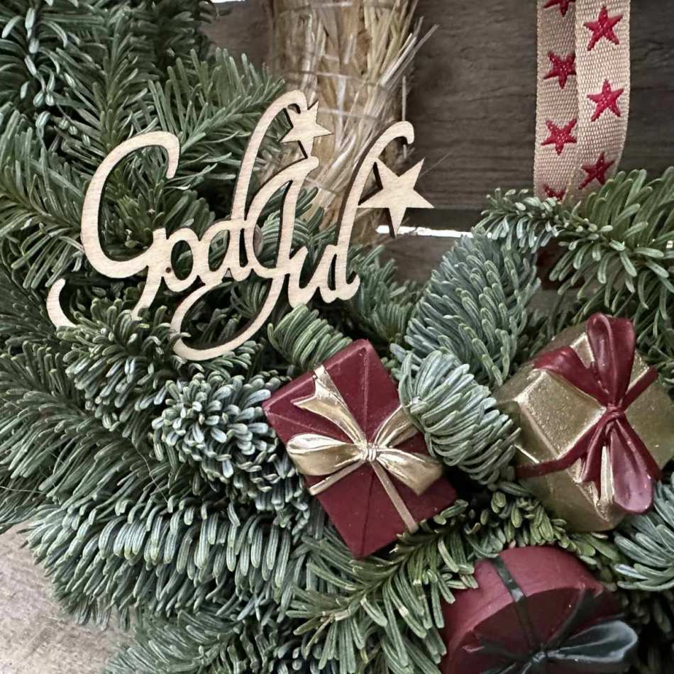 God Jul stick natur med stjärna, 7,5 x 4,5 cm