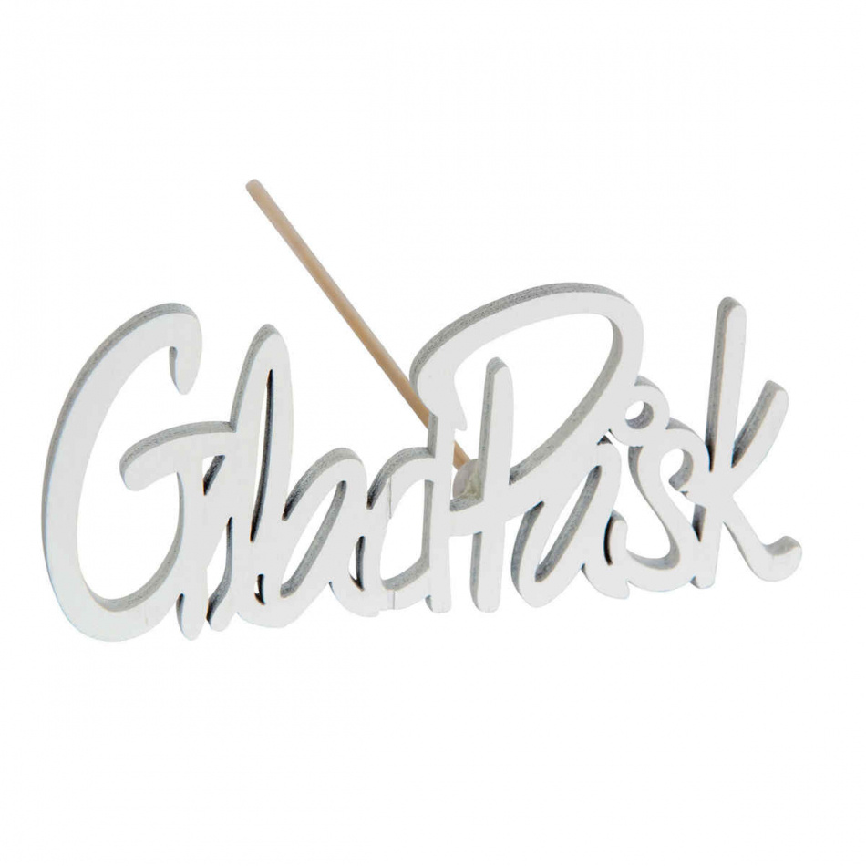Glad Påsk, stick. Vit. 9 x 4 cm