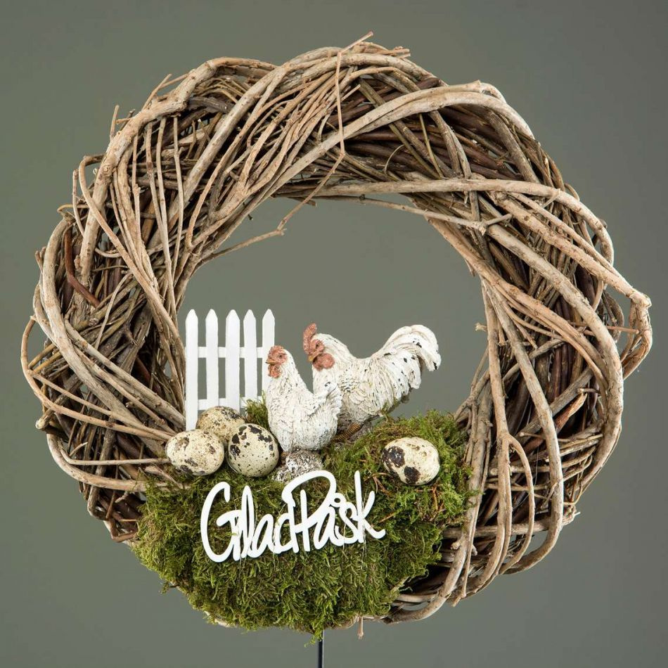 Glad Påsk, stick. Vit. 9 x 4 cm
