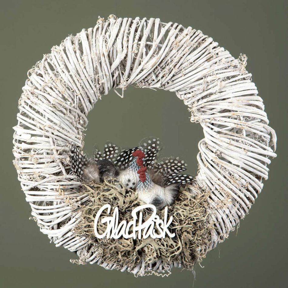 Glad Påsk, stick. Vit. 9 x 4 cm