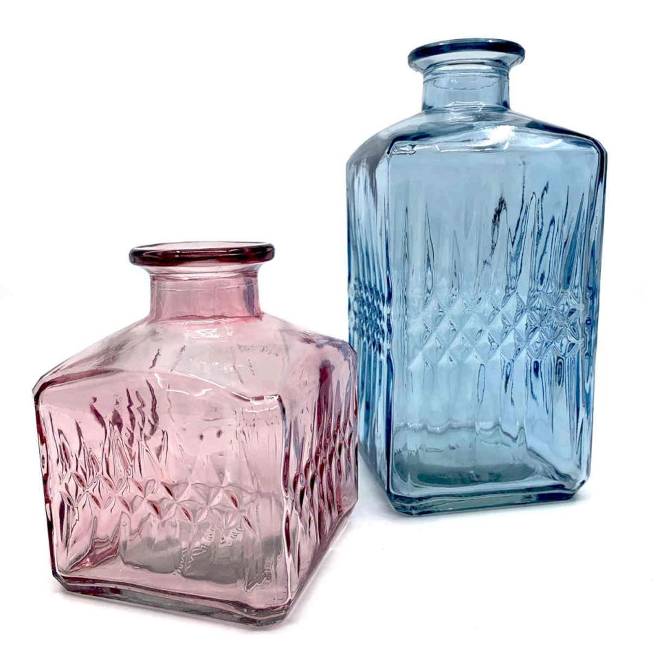 Glasflaska Mönstrad Rosa 11 cm