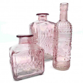 Glasflaska Mönstrad Rosa 11 cm Glasflaska Mönstrad Rosa 11 cm