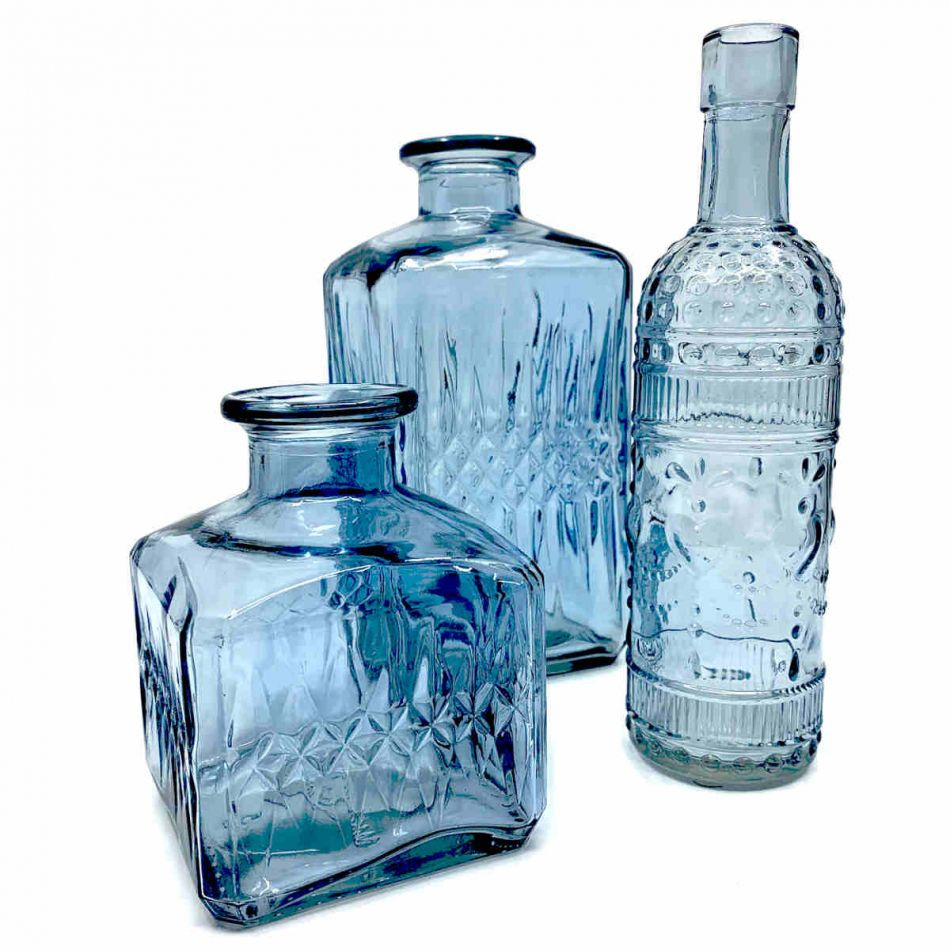 Glasflaska Mönstrad Blå 11 cm