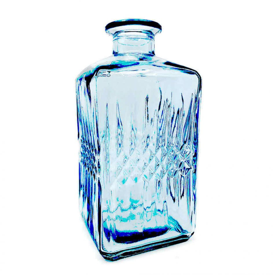 Glasflaska Mönstrad Blå 19 cm