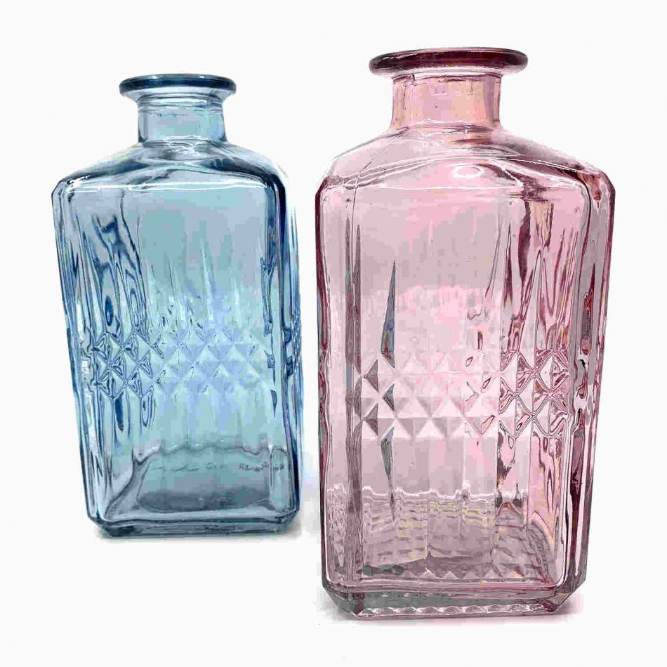 Glasflaska Mönstrad Blå 19 cm