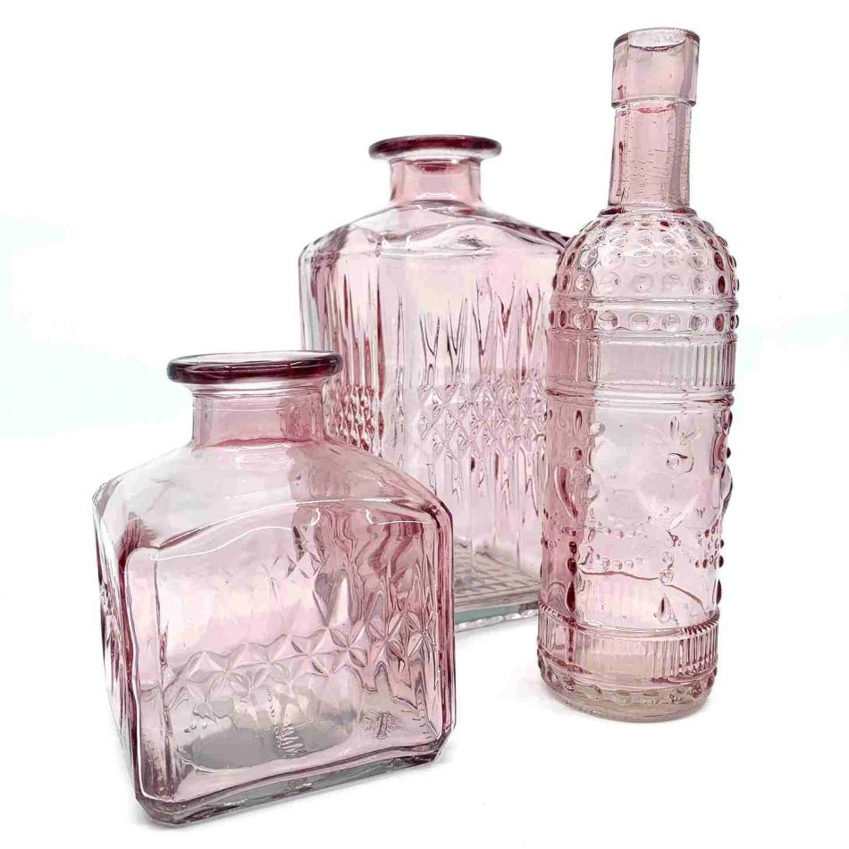 Glasflaska Mönstrad Rosa 20 cm