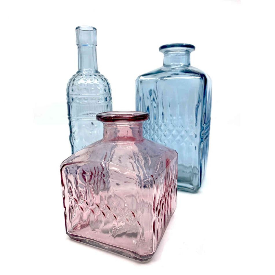 Glasflaska Mönstrad Blå 20 cm