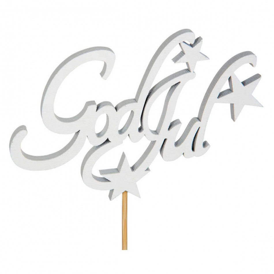 God Jul på pinne med stjärnor, vit,