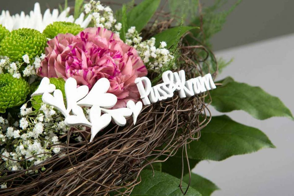 Hjärtan / stick, vit, 6x4 cm