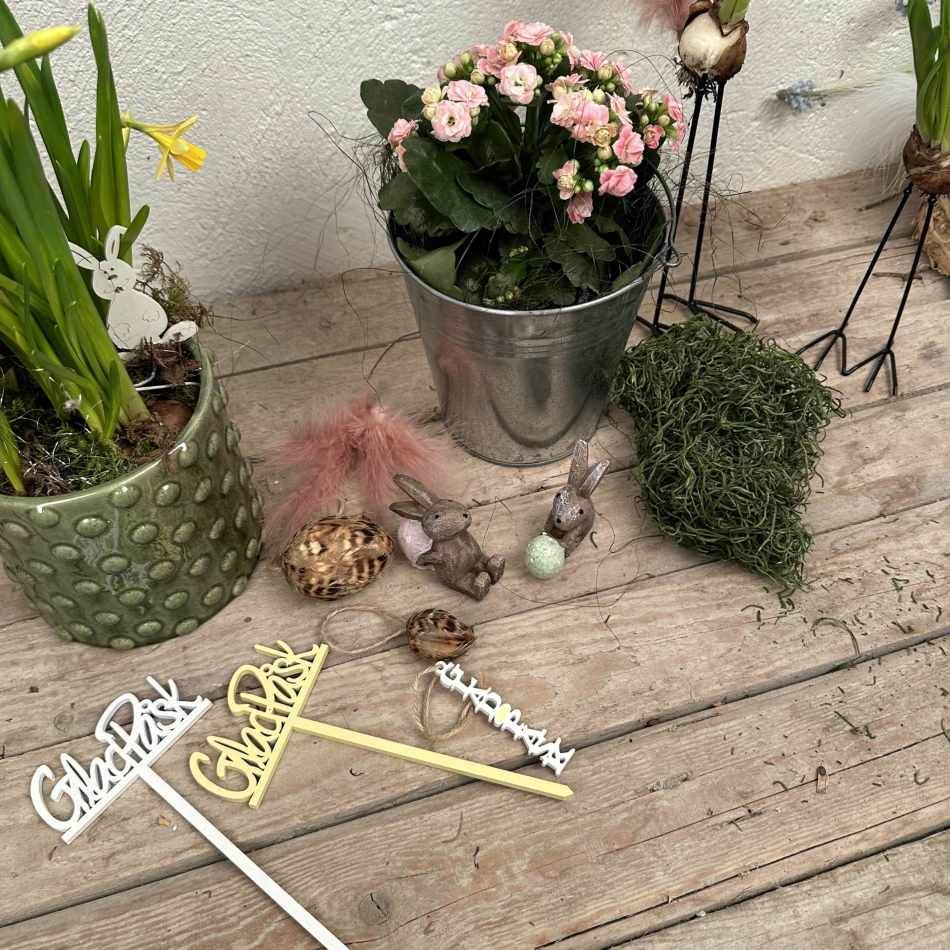 Glad Påsk, vit, 9x19 cm