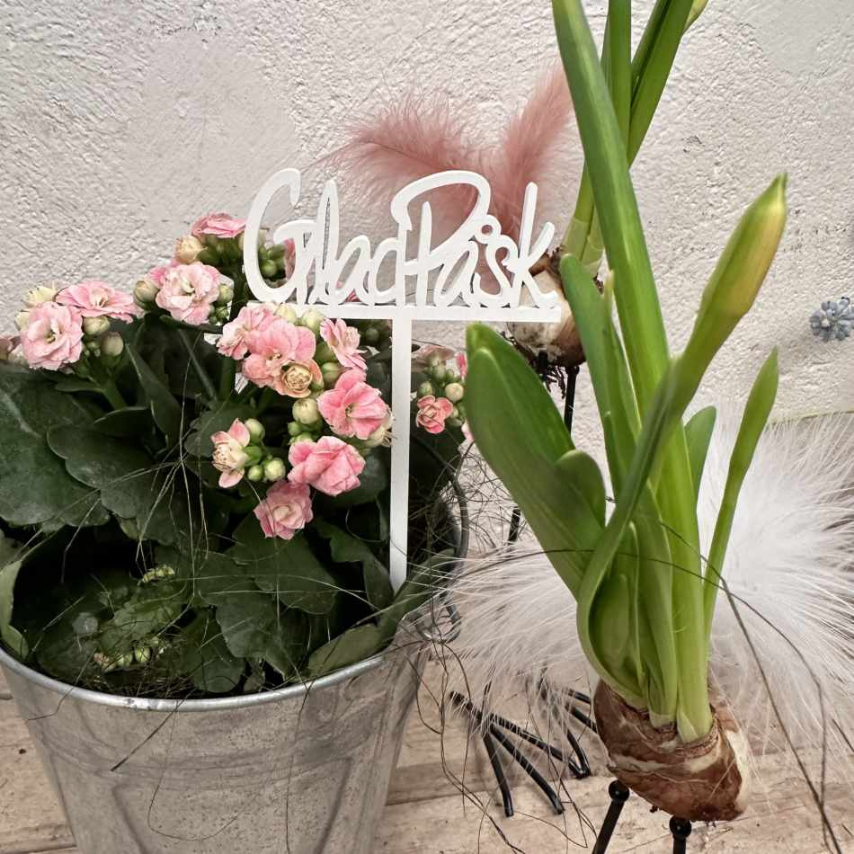 Glad Påsk, vit, 9x19 cm