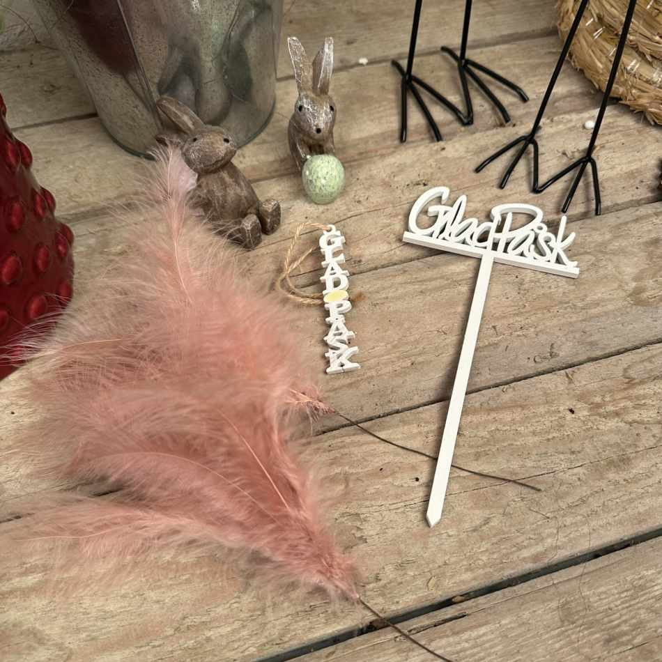 Glad Påsk, vit, 9x19 cm