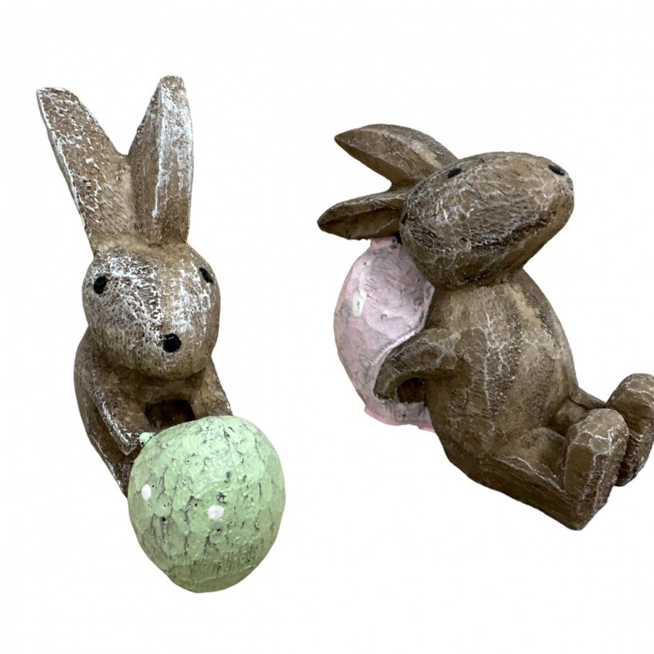 Kaniner med ägg. 6x2x7 cm (2 st olika)