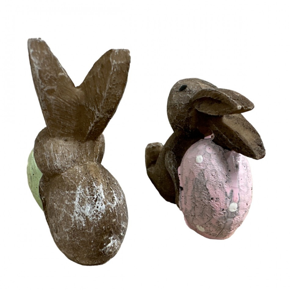 Kaniner med ägg. 6x2x7 cm (2 st olika)