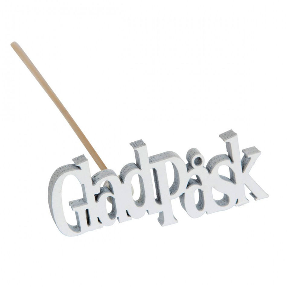 Glad Påsk, stick. Vit. 6 x 2,5 cm