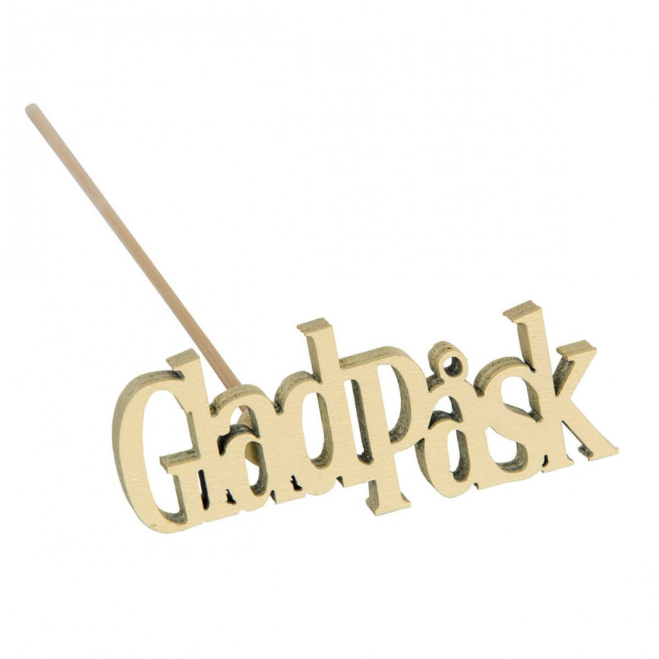 Glad Påsk, stick. Gul. 6 x 2,5 cm