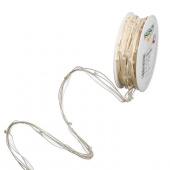 Dekorativt band i beige organza till rosetter mm Organzaband i beige och guld 15 m