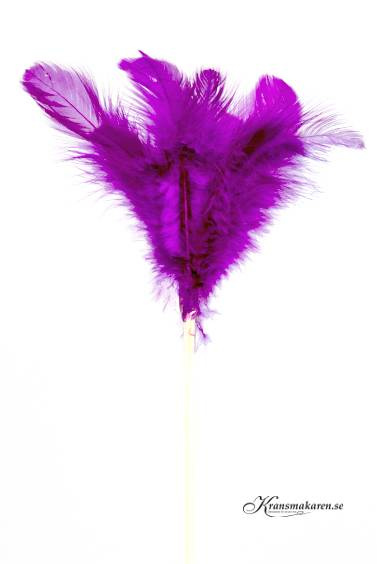 Fjädrar / påskfjädrar på pinne. Lila. 5 st