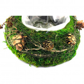 Rund Kruka av mossa, kvistar och kottar 20x20 cm Rund Kruka av mossa, kvistar och kottar 20x20 cm