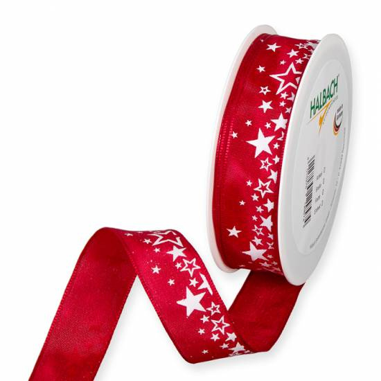 Rött band med vita stjärnor ( 25 meter)