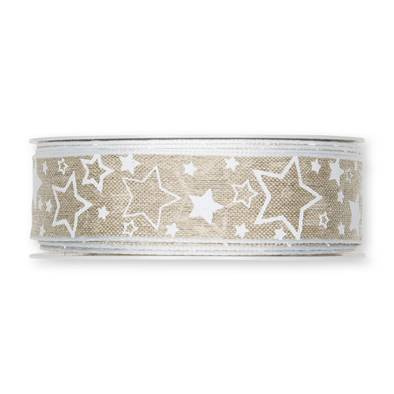 Dekorband, Creme, stjärnor. 25 mm (3 meter)