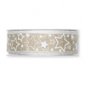 Cremefärgat textilband med vita stjärnor 35 mm dekorband 25 mm med stjärnor i olika storlekar