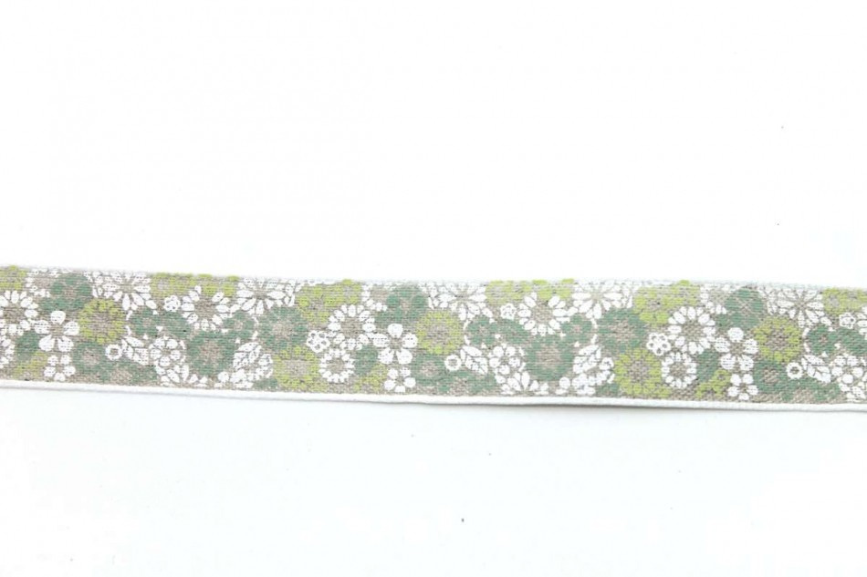 Band med gröna / vita  blommor. 2,5 meter