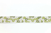 Band med mörkgröna / vita  blommor. 2,5 meter Band med mörkgröna / vita  blommor. 2,5 meter