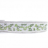 Band med gröna / vita  blommor. 2,5 meter Band med gröna / vita  blommor. 2,5 meter