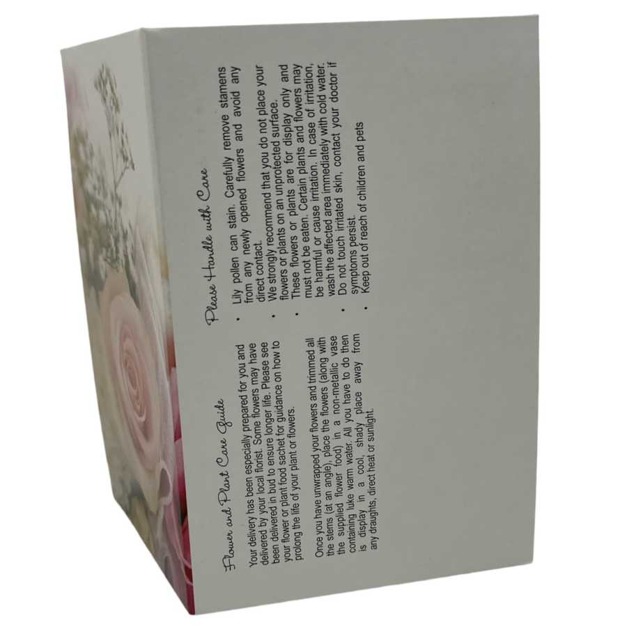 Blomsterkort dubbelvikt med rosa ros 25st 