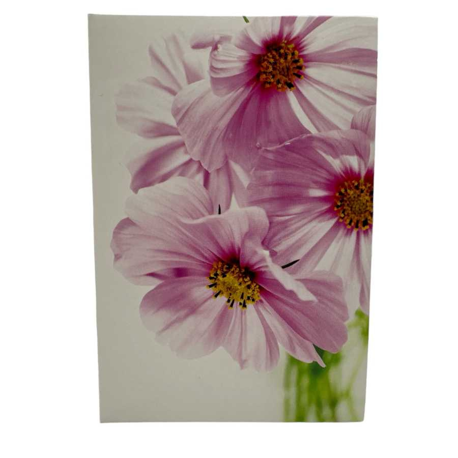 Blomsterkort dubbelvikt med lila blommor 25st