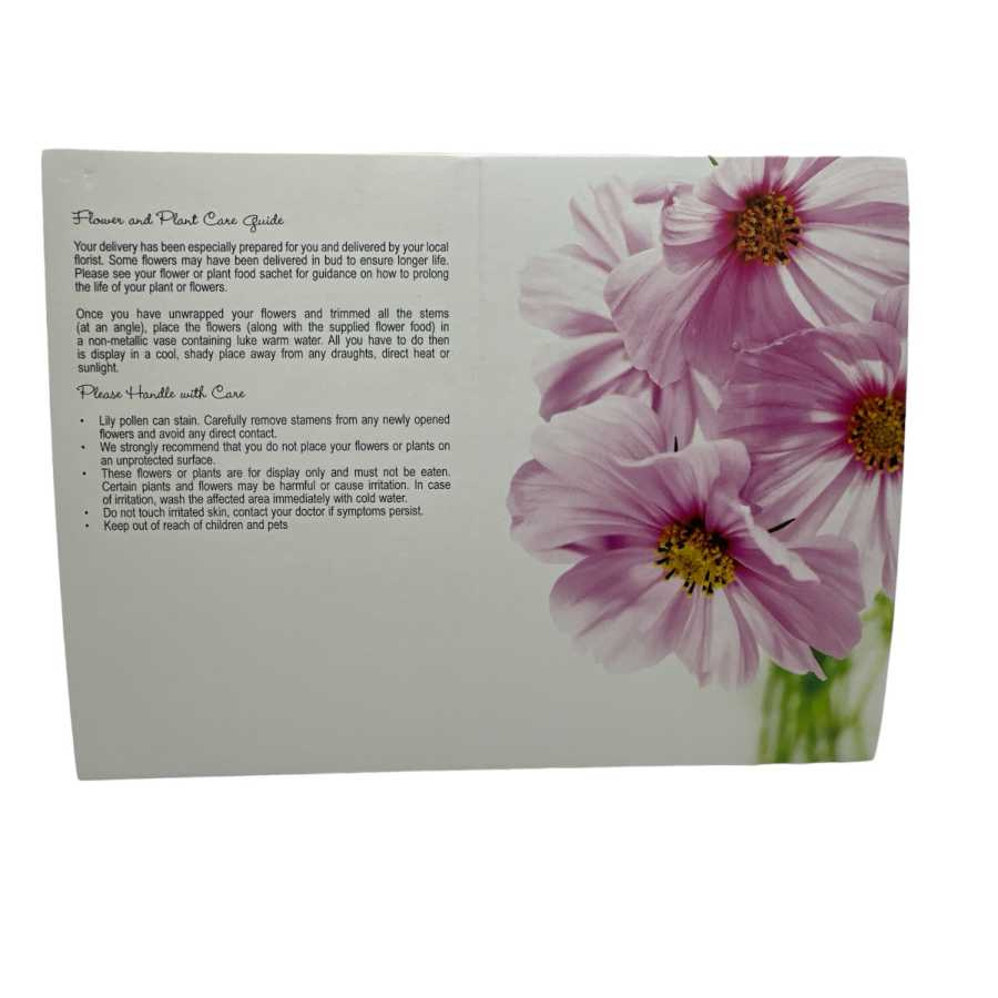 Blomsterkort dubbelvikt med lila blommor 25st