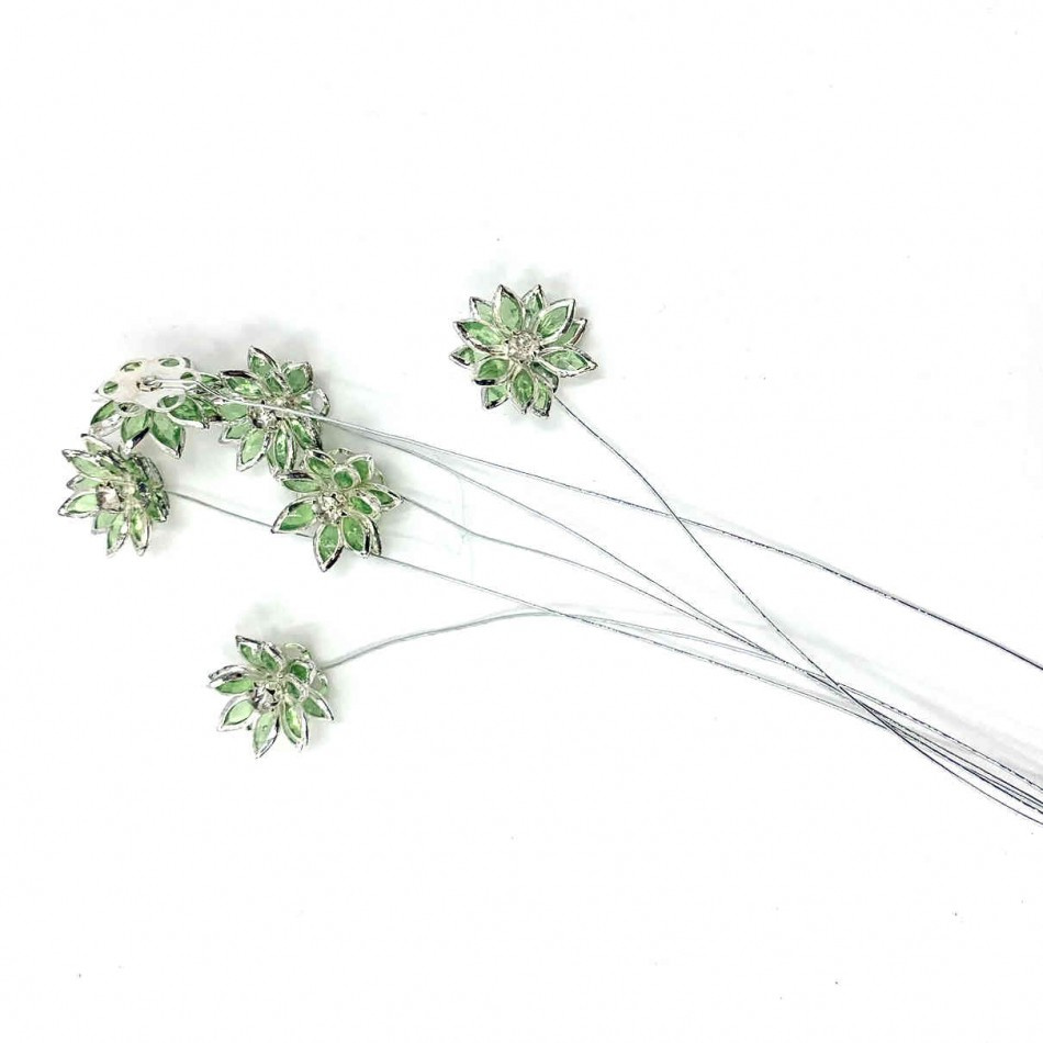 Blomsterdekoration Grön blomma. 6st