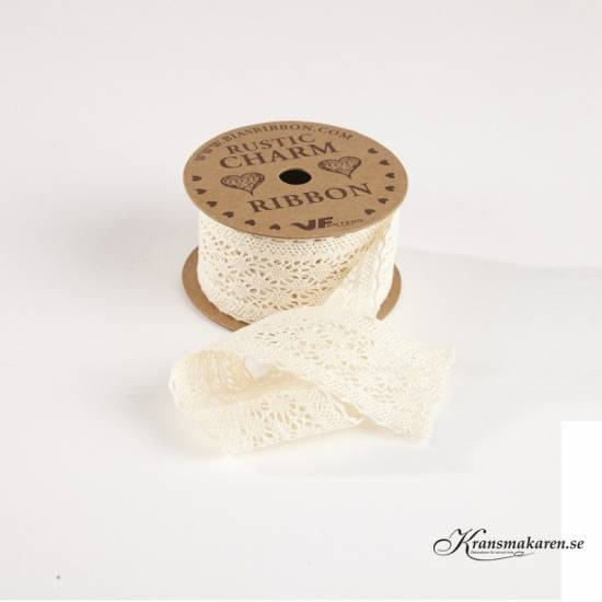 Spetsband, cremefärgad. 40 mm. 3 meter