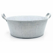 Zink skål med handtag, Vit zink. 29 cm Zink skål med handtag, Vit zink. 29 cm