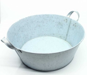 Zink skål med handtag, Vit zink. 29 cm Zink skål med handtag, Vit zink. 29 cm