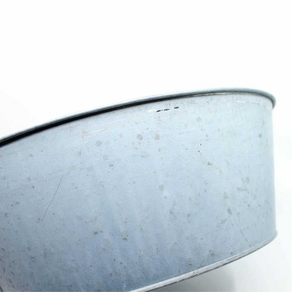 Zink skål med handtag, Vit zink. 29 cm