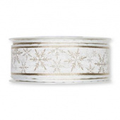 textilband med snöflingor 35 mm bred dekorband vit 35 mm