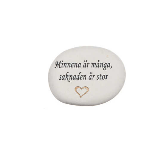 Minnessten med text - Minnena är många, saknaden är stor